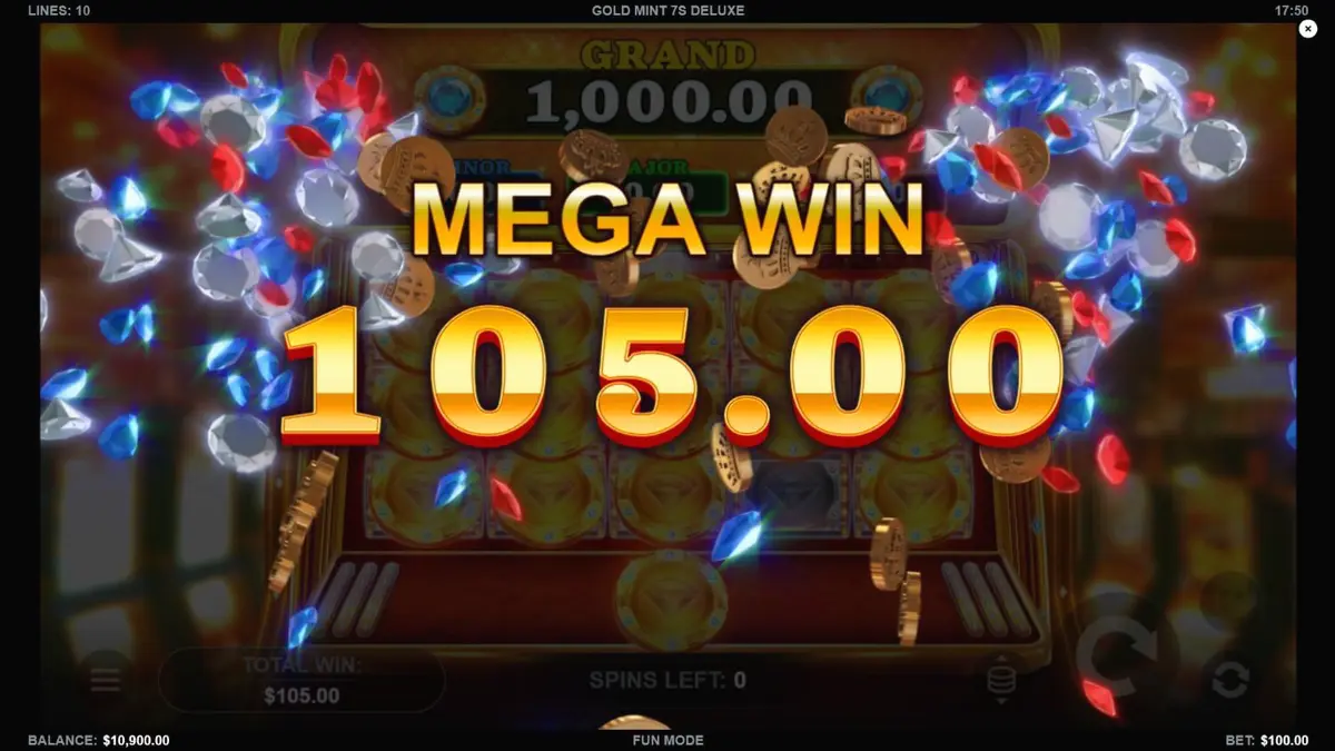 Tampilan visual slot Gold Mint 7s Deluxe dengan simbol emas dan permata